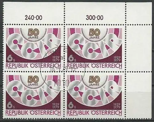 ÖSTERREICH 1979 Mi-Nr. 1598 Viererblock iererblock o used - ABO-Ware