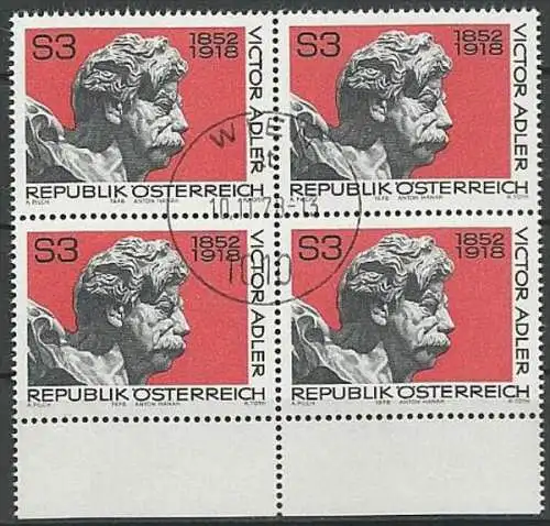 ÖSTERREICH 1978 Mi-Nr. 1589 Viererblock o used - ABO-Ware