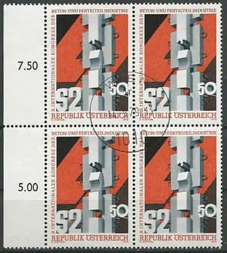 ÖSTERREICH 1978 Mi-Nr. 1586 Viererblock o used - ABO-Ware