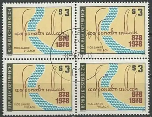 ÖSTERREICH 1978 Mi-Nr. 1582 Viererblock o used - ABO-Ware