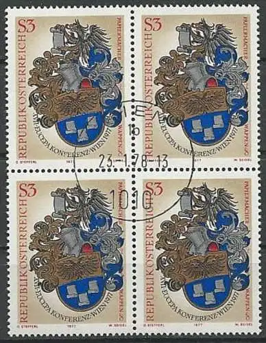 ÖSTERREICH 1977 Mi-Nr. 1557 Viererblock o used - ABO-Ware