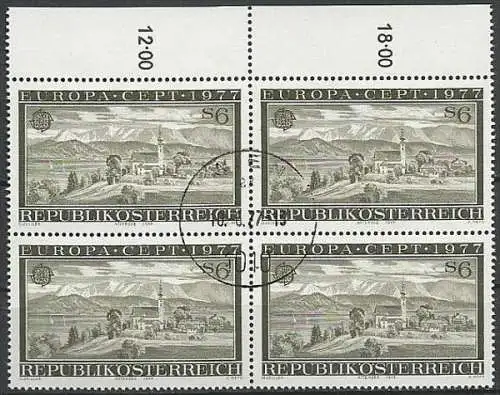 ÖSTERREICH 1977 Mi-Nr. 1553 Viererblock o used - ABO-Ware