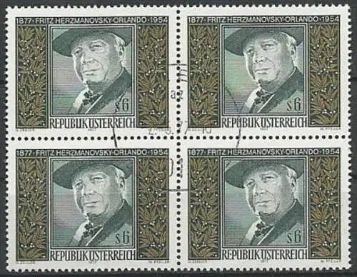 ÖSTERREICH 1977 Mi-Nr. 1547 Viererblock o used - ABO-Ware