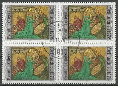 ÖSTERREICH 1976 Mi-Nr. 1535 Viererblock o used - ABO-Ware