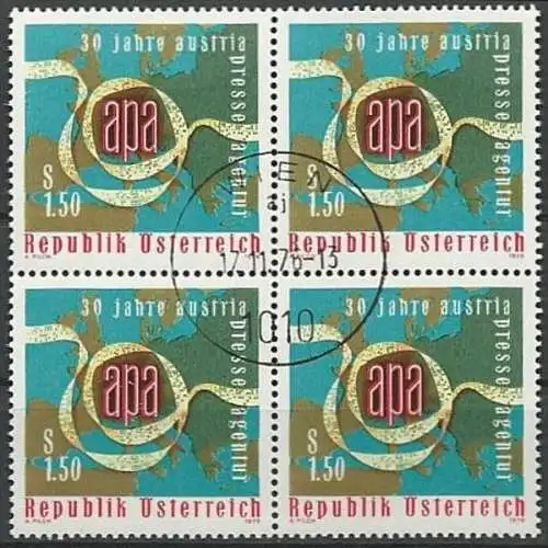 ÖSTERREICH 1976 Mi-Nr. 1533 Viererblock o used - ABO-Ware