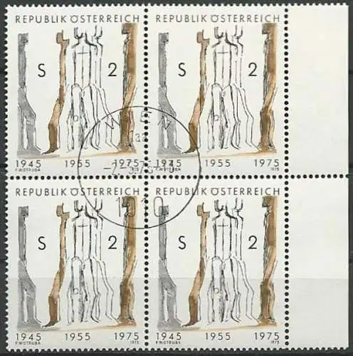 ÖSTERREICH 1975 Mi-Nr. 1485 Viererblock o used - ABO-Ware