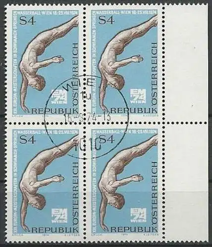 ÖSTERREICH 1974 Mi-Nr. 1461 Viererblock o used - ABO-Ware