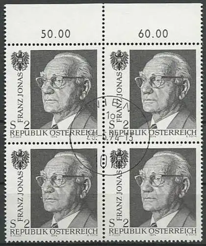 ÖSTERREICH 1974 Mi-Nr. 1458 Viererblock o used - ABO-Ware