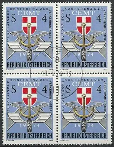 ÖSTERREICH 1974 Mi-Nr. 1457 Viererblock o used - ABO-Ware