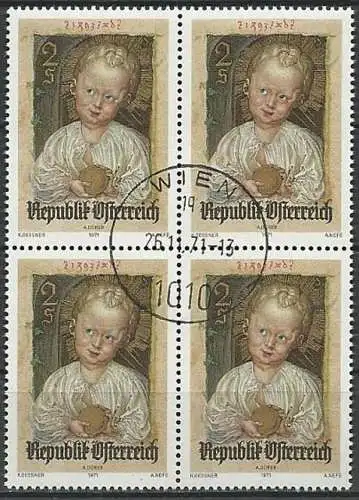 ÖSTERREICH 1971 Mi-Nr. 1379 Viererblock o used - ABO-Ware