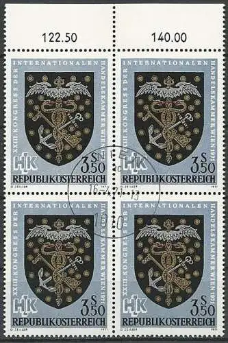 ÖSTERREICH 1971 Mi-Nr. 1358 Viererblock o used - ABO-Ware