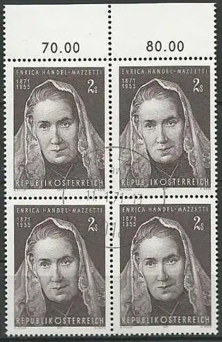 ÖSTERREICH 1971 Mi-Nr. 1353 Viererblock o used - ABO-Ware