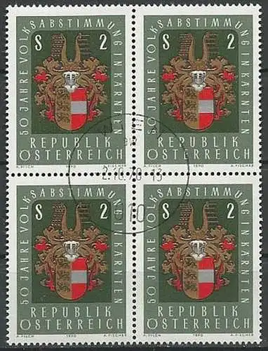 ÖSTERREICH 1970 Mi-Nr. 1343 Viererblock o used - ABO-Ware