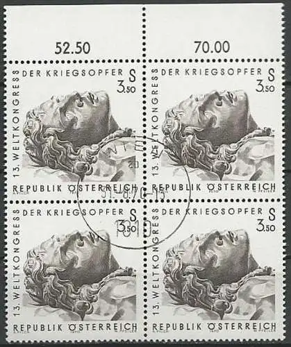 ÖSTERREICH 1970 Mi-Nr. 1337 Viererblock o used - ABO-Ware