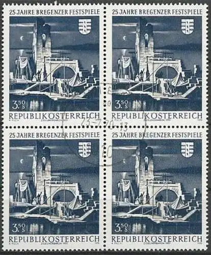 ÖSTERREICH 1970 Mi-Nr. 1334 Viererblock o used - ABO-Ware