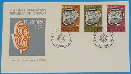 ZYPERN 1974 Mi-Nr. 409/11 FDC - CEPT