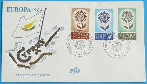 ZYPERN 1964 Mi-Nr. 240/42 FDC - CEPT
