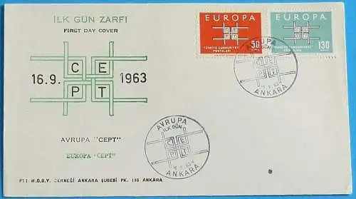 TÜRKEI 1963 Mi-Nr. 1888/89 FDC - CEPT