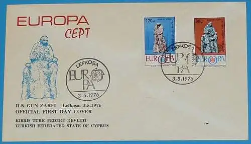 TÜRK. ZYPERN 1976 MI-Nr. 27/28 CEPT FDC