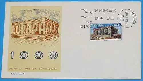 SPANIEN 1969 MI-Nr. 1808 CEPT FDC