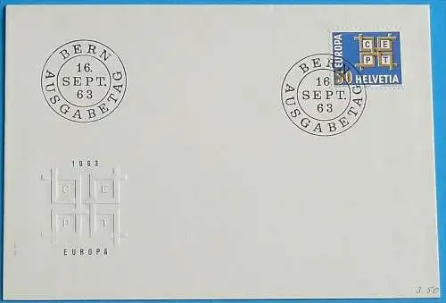 SCHWEIZ 1963 MI-Nr. 781 CEPT FDC