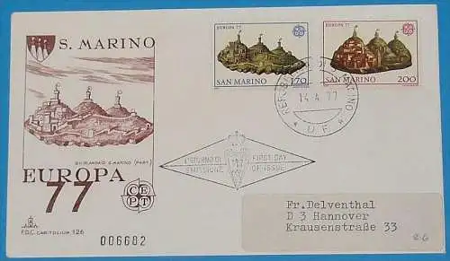 SAN MARINO 1977 Mi-Nr. 1131/32 CEPT FDC