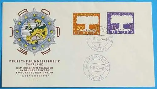 SAARLAND 1957 Mi-Nr. 402/03 CEPT FDC