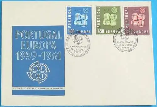 PORTUGAL 1961 Mi-Nr. 907/09 FDC - CEPT