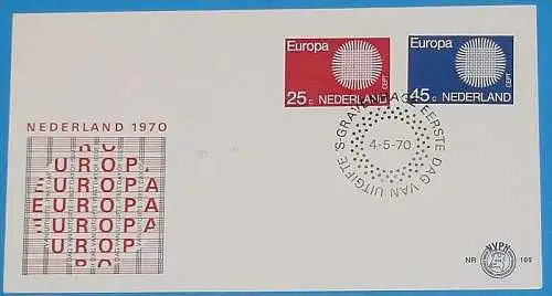 NIEDERLANDE 1970 Mi-Nr. 942/43 CEPT FDC