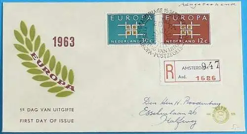 NIEDERLANDE 1963 Mi-Nr. 806/07 FDC - CEPT