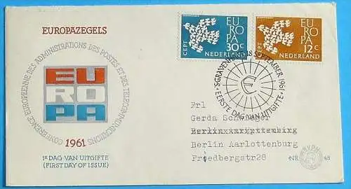 NIEDERLANDE 1961Mi-Nr. 765/66 FDC - CEPT