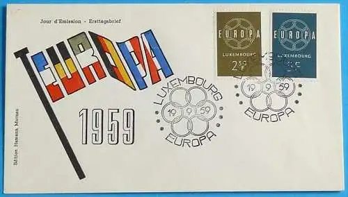 LUXEMBURG 1959 Mi-Nr. 609/10 FDC - CEPT