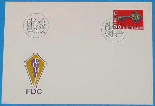 LIECHTENSTEIN 1968 Mi-Nr. 495 FDC - CEPT