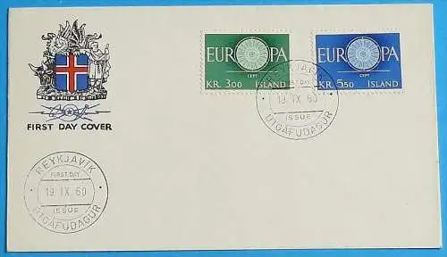 ISLAND 1960 Mi-Nr. 343/44 FDC - CEPT