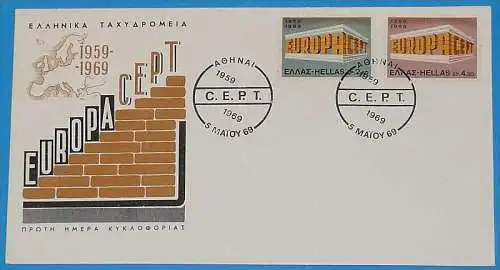 GRIECHENLAND 1969 Mi-Nr. 1004/05 FDC - CEPT