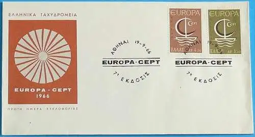 GRIECHENLAND 1966 Mi-Nr. 919/20 FDC - CEPT