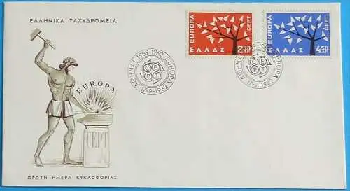 GRIECHENLAND 1962 Mi-Nr. 796/97 FDC - CEPT