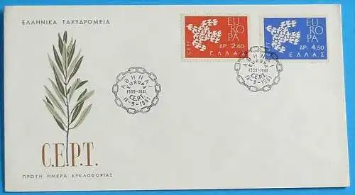 GRIECHENLAND 1961 Mi-Nr. 775/76 FDC - CEPT