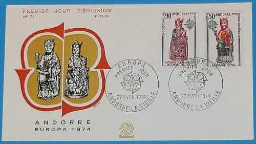 FRANZ. ANDORRA 1974 Mi-Nr. 258/59 FDC - CEPT