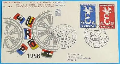 FRANKREICH 1958 Mi-Nr. 1210/11 FDC - CEPT