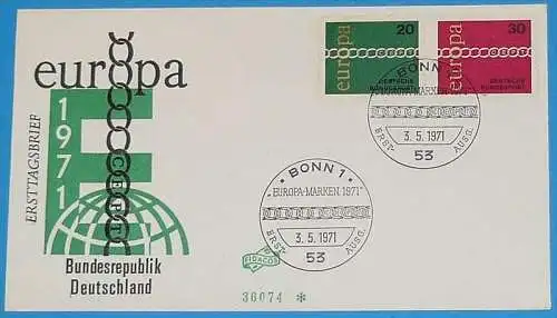 DEUTSCHLAND 1971 Mi-Nr. 675/76 CEPT FDC