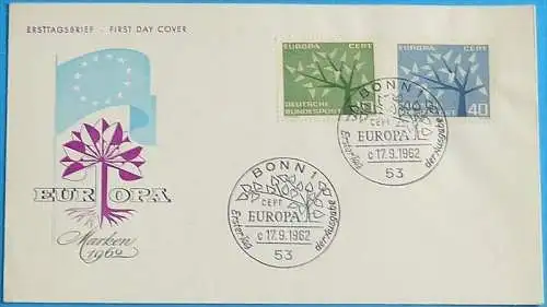 DEUTSCHLAND 1962 Mi-Nr. 383/84 CEPT FDC