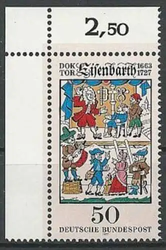DEUTSCHLAND 1977 Mi-Nr. 953 Eckrand ** MNH