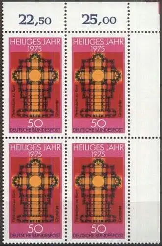 DEUTSCHLAND 1975 Mi-Nr. 834 Eckrand-Viererblock ** MNH
