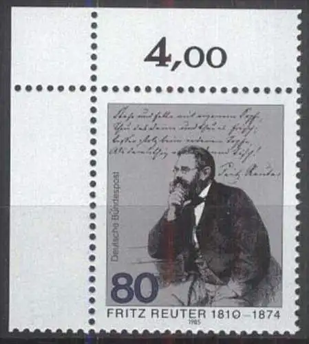 DEUTSCHLAND 1985 Mi-Nr. 1263 Eckrand ** MNH