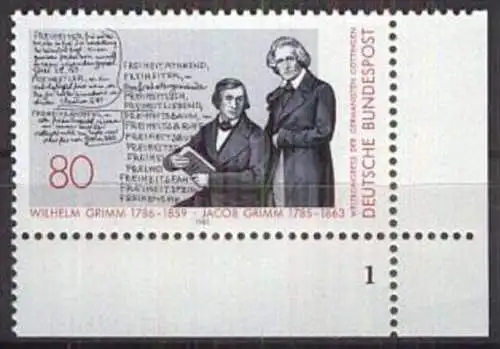 DEUTSCHLAND 1985 Mi-Nr. 1236 Eckrand mit Formnummer ** MNH