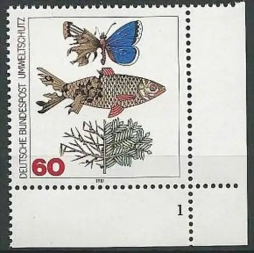DEUTSCHLAND 1981 Mi-Nr. 1087 Eckrand mit Formnummer 1 ** MNH