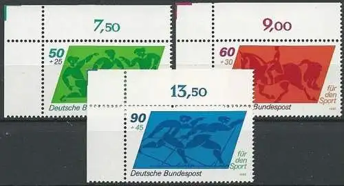 DEUTSCHLAND 1980 Mi-Nr. 1046/48 Eckrand ** MNH