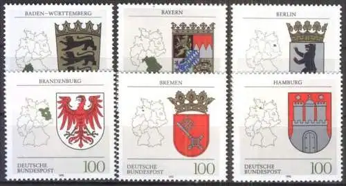 DEUTSCHLAND 1992 Mi-Nr. 1586/91 ** MNH