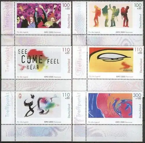 DEUTSCHLAND 2000 Mi-Nr. 2117/22 Eckrand ** MNH